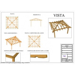 Gazebo 4 falde in legno lamellare in kit di montaggio