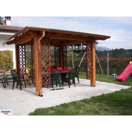 Gazebo 4 falde in legno lamellare in kit di montaggio