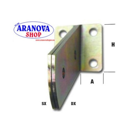 Staffa piastra inclinata 25° per pensilina, set 2 pezzi, DX-SX, certificata ETA